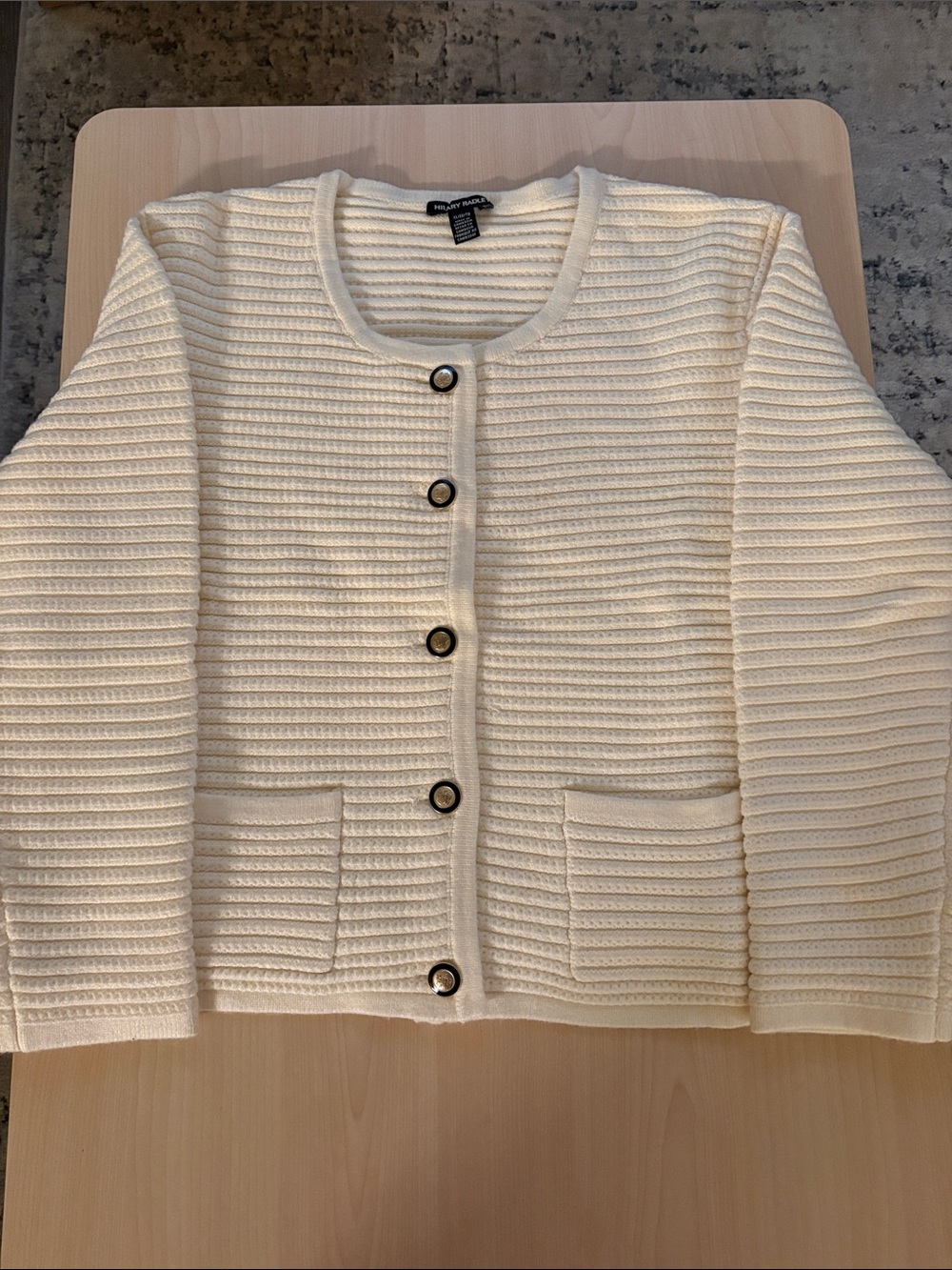 New Women's Hilary Radley Cream White Knitted Cardigan Button Front Sweater XL